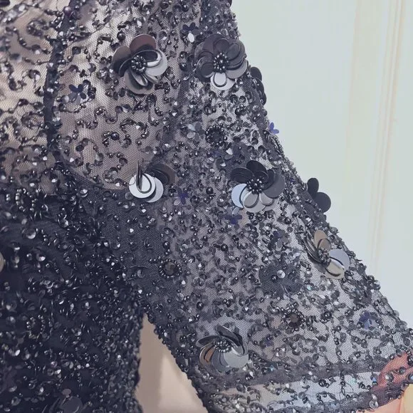 Adrianna Papell Navy Sequin Dress - Picture 6 of 16